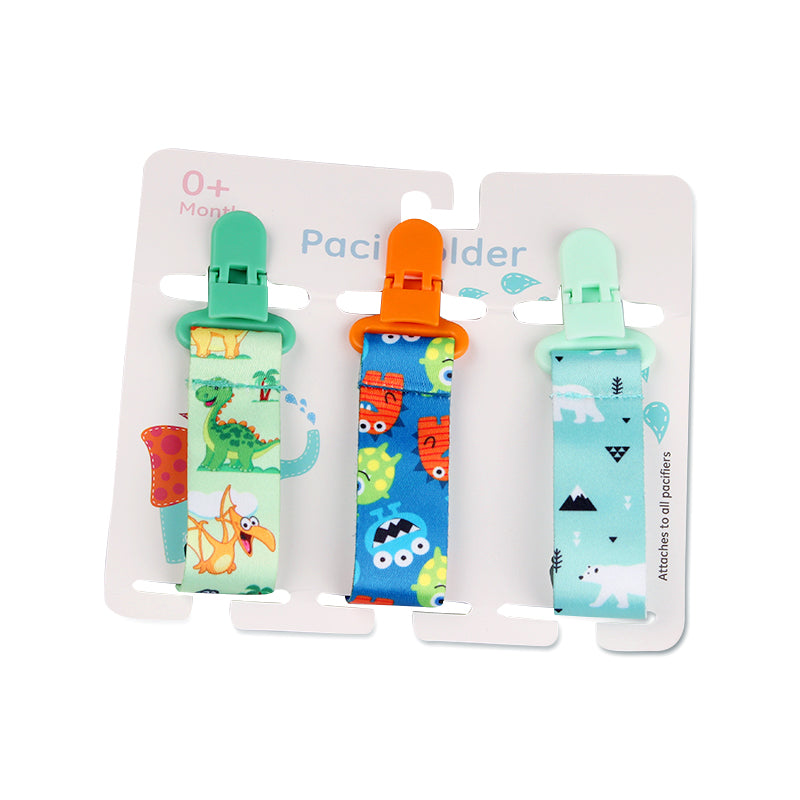 Cartoon Pattern Baby Pacifier Teether 3pk