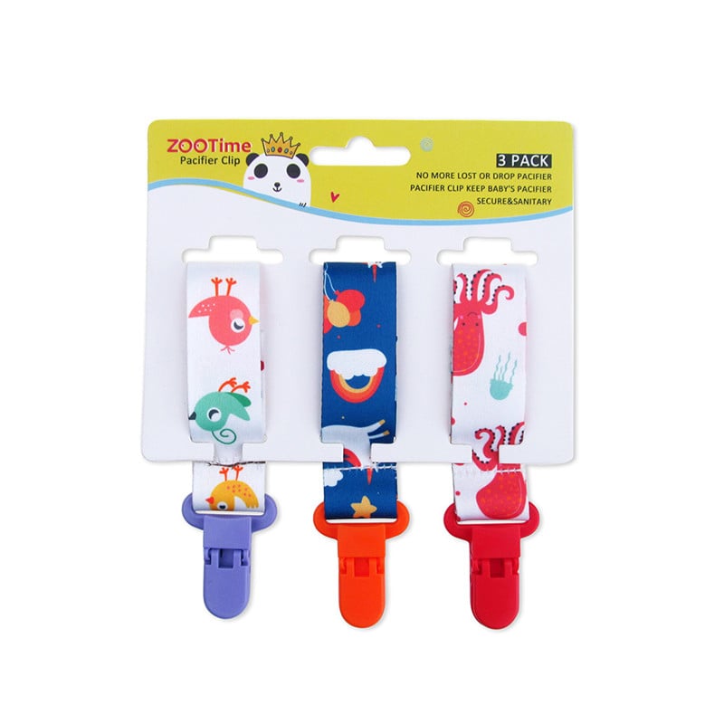 Cartoon Pattern Baby Pacifier Teether 3pk