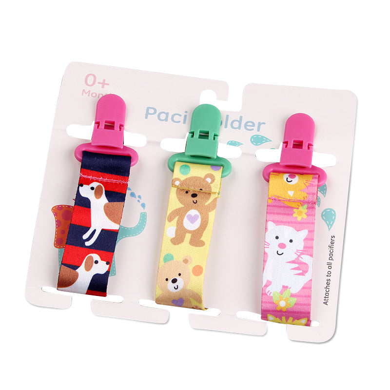 Cartoon Pattern Baby Pacifier Teether 3pk