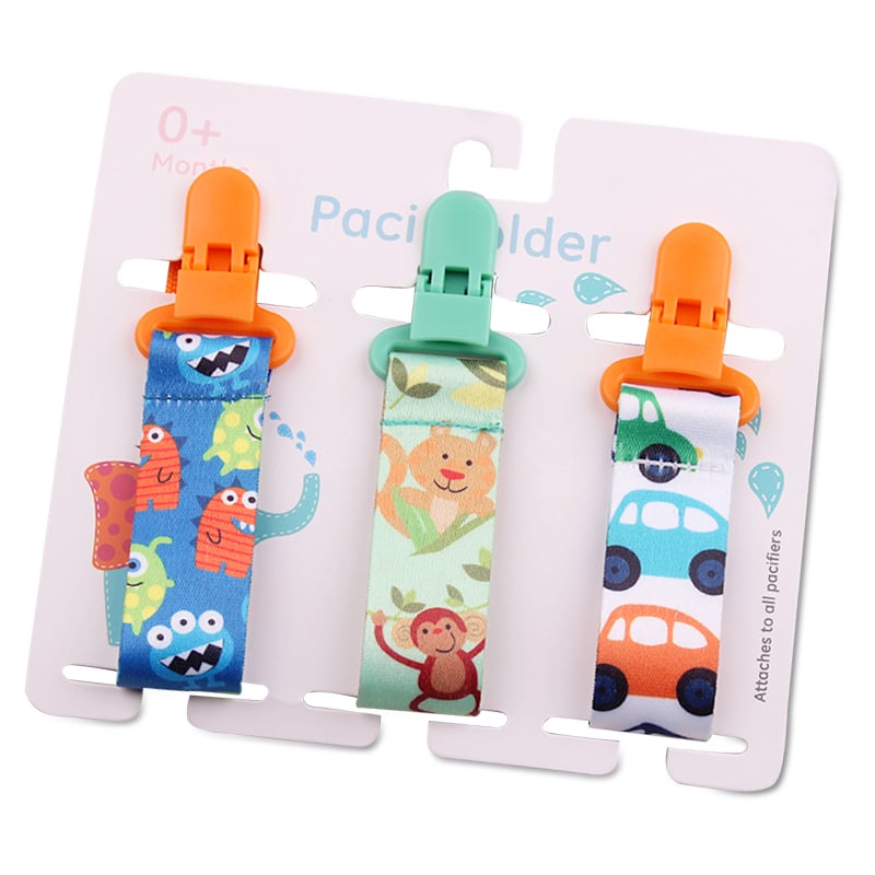 Cartoon Pattern Baby Pacifier Teether 3pk