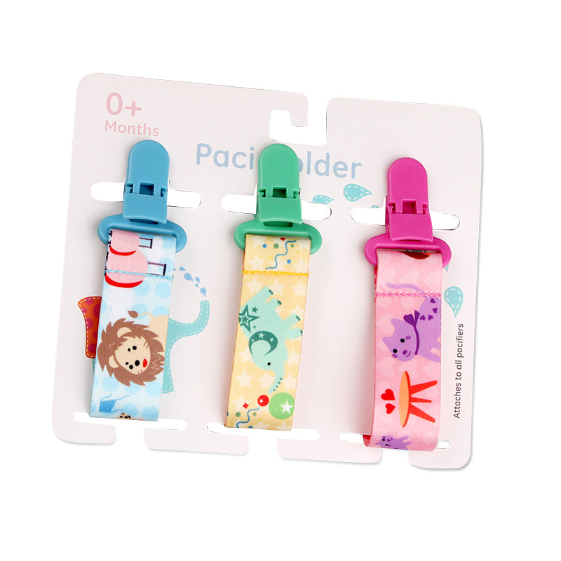 Cartoon Pattern Baby Pacifier Teether 3pk
