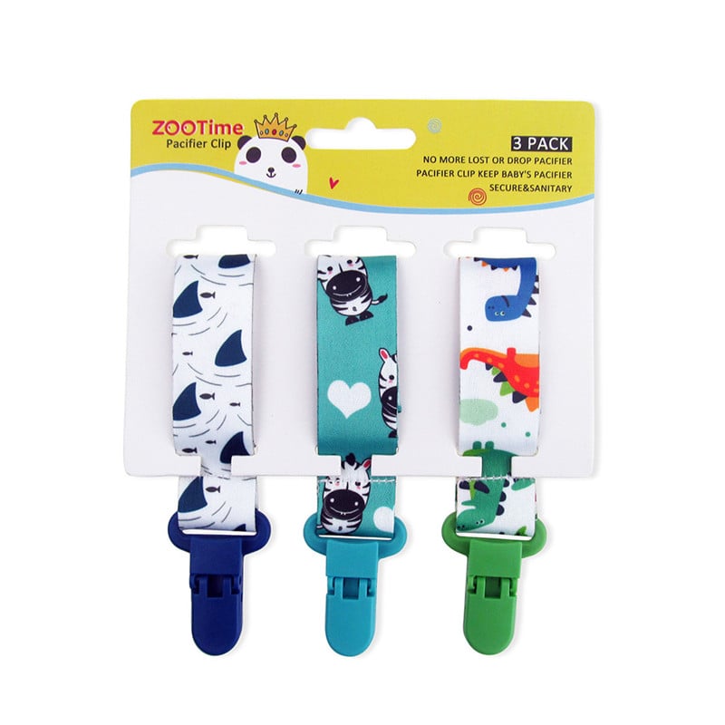 Cartoon Pattern Baby Pacifier Teether 3pk