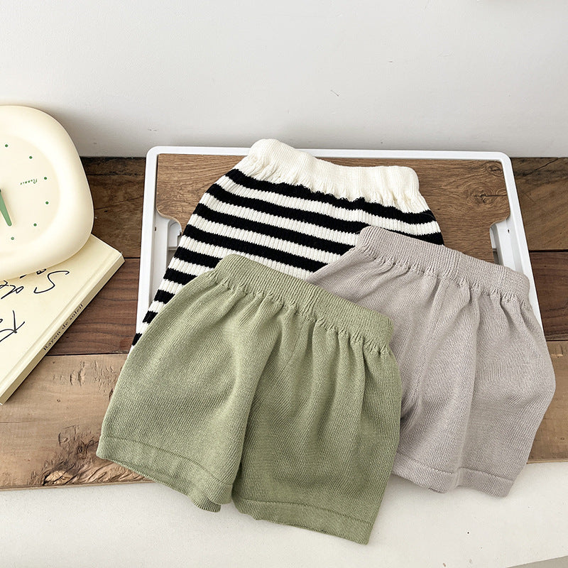 Baby Solid Color Knitted Shorts for Summer (1-3 Years)