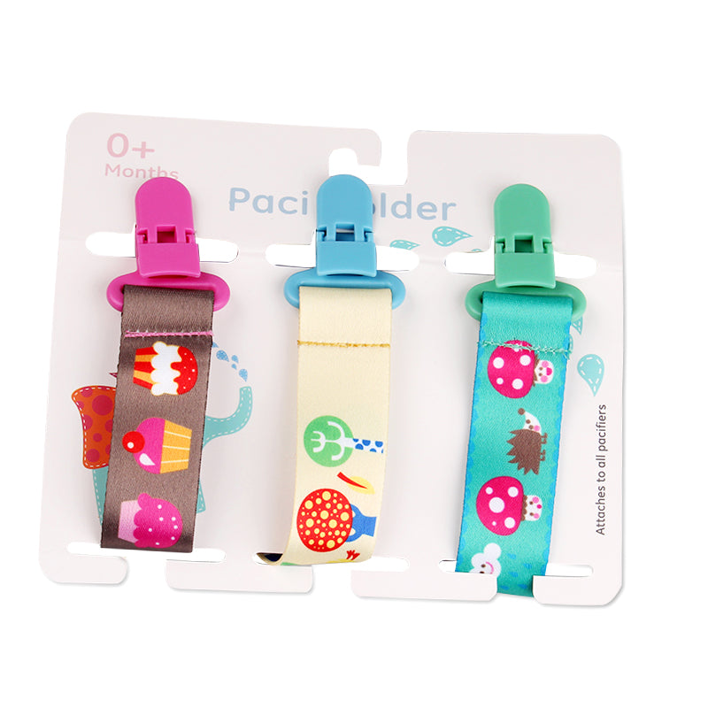 Cartoon Pattern Baby Pacifier Teether 3pk