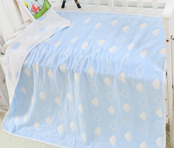 Pure Cotton 6-Layer Baby Bath Towel Blanket, 110cm