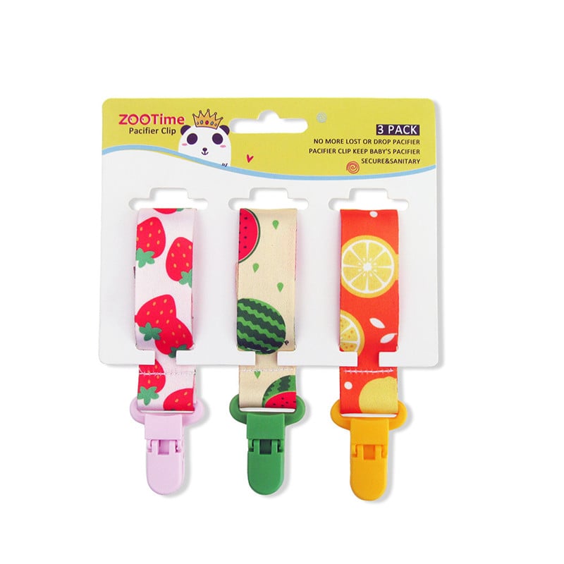 Cartoon Pattern Baby Pacifier Teether 3pk